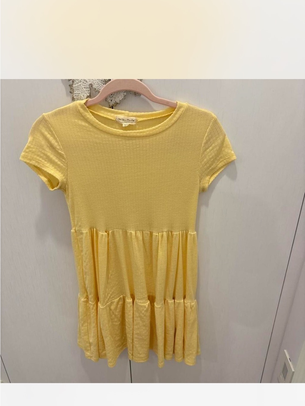 See You Monday Sunlit Yellow Short Sleeve Tiered Tunic